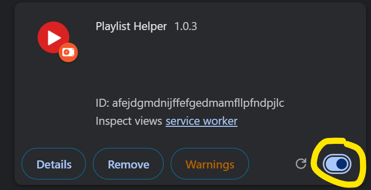 Enable extension 